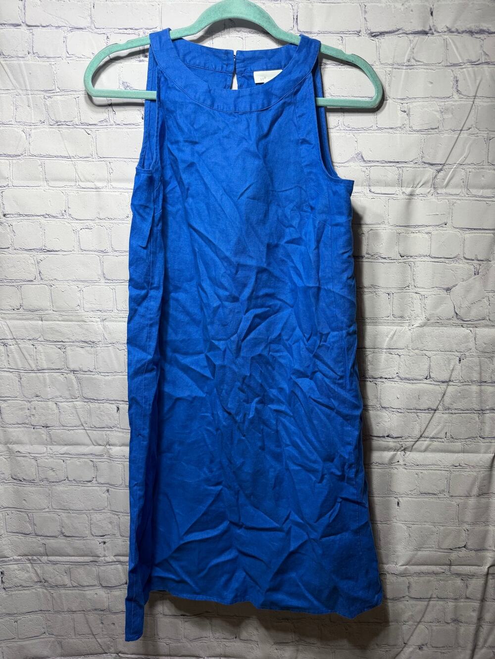 J.Jill Linen Sleeveless Mini Dress Blue Size XS Beach Lightweight Preppy